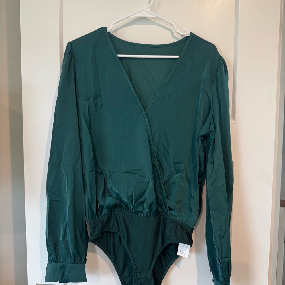 CUPSHE Women Bodysuits Party Mode Surplice Neck Long Sleeve Bodysuit Long Sleeve